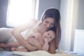 MomÃ¢â¬â¢s cuddles are best of all Royalty Free Stock Photo